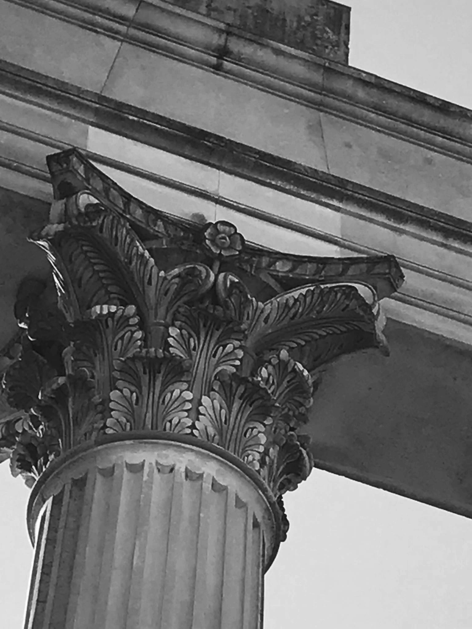 A Close up view of a pillar in the reconstructed Roman temple in LVR-Archäologischen Park Xanten.